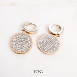 Kolczyki stal chirurgiczna, blaszki, kryształki górskie, angielskie