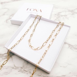 Łańcuszek do okularów, stal szlachetna, duże oczka łańcuszka