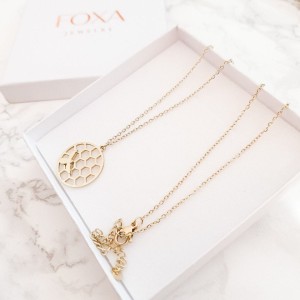 Naszyjnik stal chirurgiczna, plasterek miodu, bączek