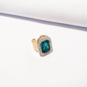 Pierścionek stal chirurgiczna, sygnet, turkusowy kryształ