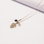 Naszyjnik stal chirurgiczna, czaszka, wycięty miś, złoty