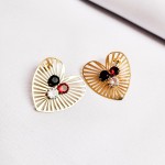 Kolczyki duże serca, kryształki