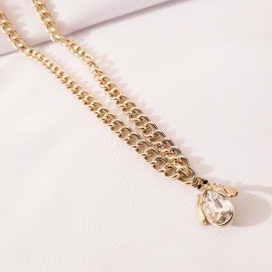 Naszyjnik gruby łańcuch, transparentny robaczek 