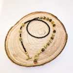 Naszyjnik hand-made, kamiennie naturalne, granat zielony, turmalin