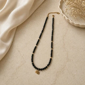 Naszyjnik hand-made, kamienie naturalne, czarny turmalin 
