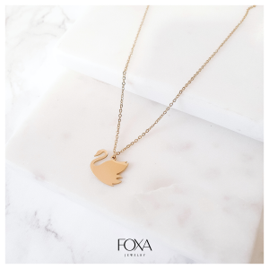 Naszyjnik stal chirurgiczna, łabędź, ptak, złoty