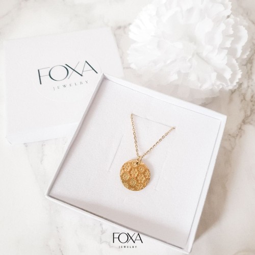 Naszyjnik stal szlachetna, blaszka, kwiaty, grawer.jpg