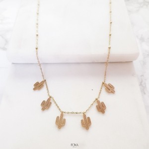 Naszyjnik stal chirurgiczna, celebrytka, kaktusy